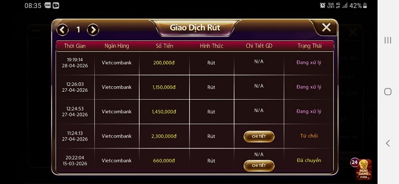 hình ảnh giao dịch SUNWIN của A BÁO