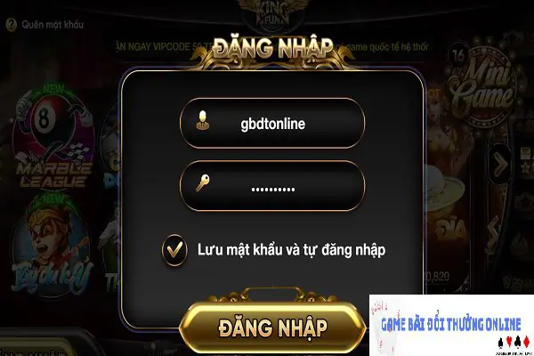 Đăng nhập KingFun gamebaidoithuongonlinelive