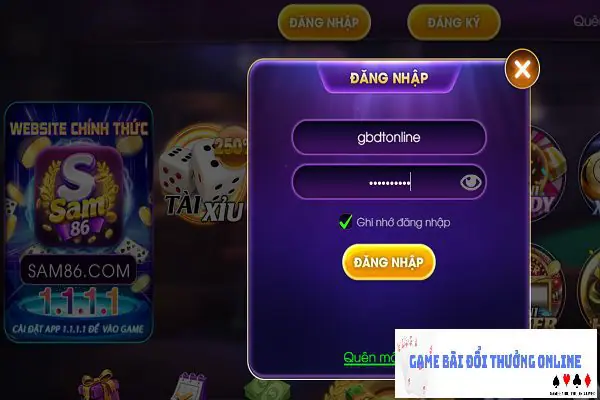 Đăng nhập Sam86 gamebaidoithuongonlinelive