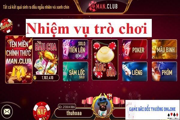 Nhiệm vụ trò chơi ManClub gamebaionline247.com