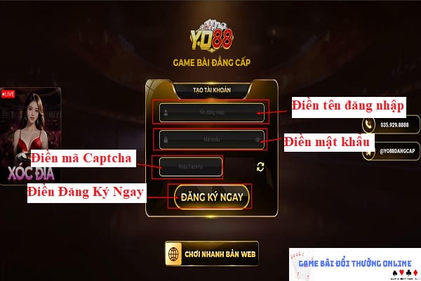 Đăng ký game bài Yo88 gamebaionline247.com1
