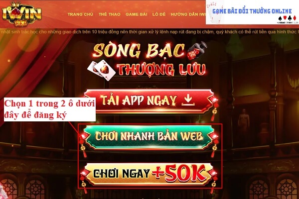 Đăng ký iWin trên PC gamebaionline247.com1