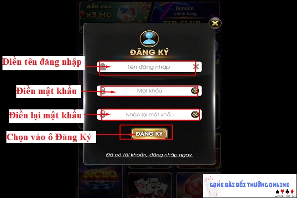 Đăng ký Tip Club trên android gamebaionline247.com6