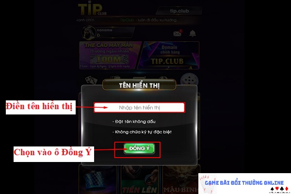 Đăng ký Tip Club trên PC gamebaionline247.com1