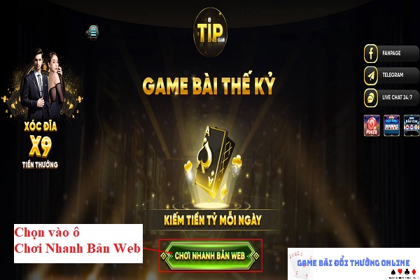 Đăng ký Tip Club trên PC gamebaionline247.com3
