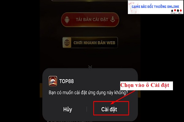 Đăng ký Top88 trên android gamebaionline247.com4