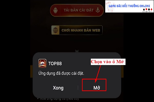 Đăng ký Top88 trên android gamebaionline247.com5