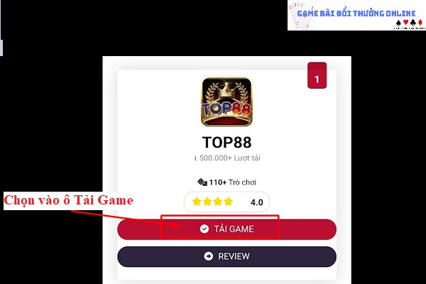 Đăng ký Top88 trên android gamebaionline247.com