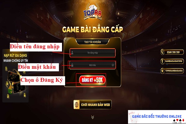 Đăng ký Top88 trên PC gamebaionline247.com1