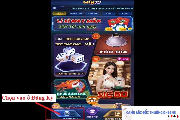 Đăng ký Win79 trên android gamebaionline247.com6