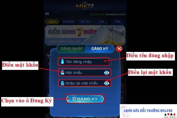Đăng ký Win79 trên android gamebaionline247.com7