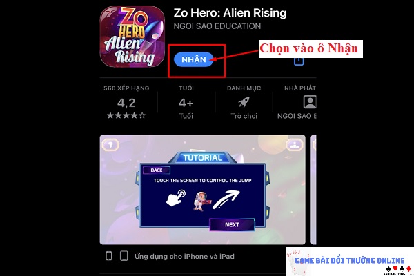 Đăng ký Zowin trên iOS gamebaionline247.com1