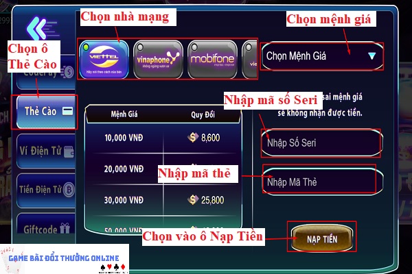 Hướng dẫn nạp xu 789Club3