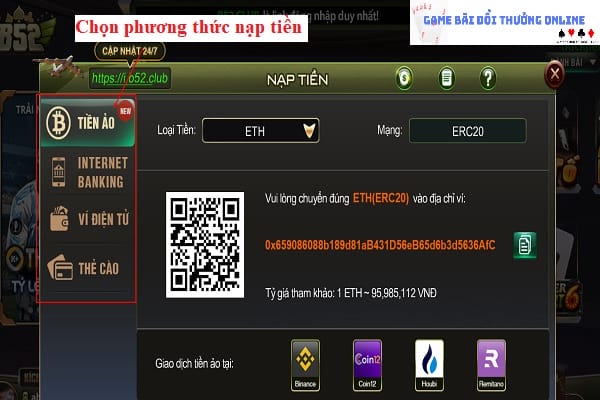 Hướng dẫn thêm điểm B52 để tăng vốn trải nghiệm1