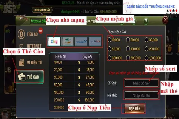 Hướng dẫn thêm điểm B52 để tăng vốn trải nghiệm6