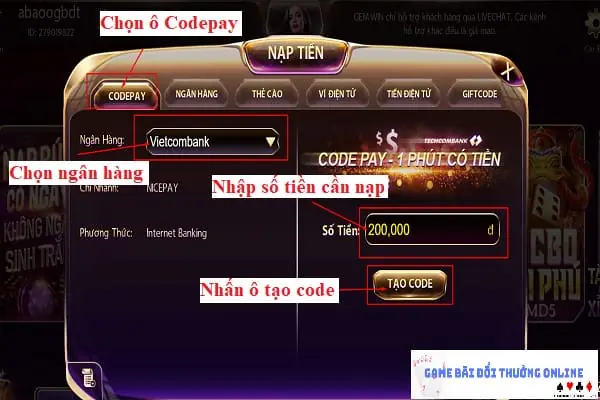 Nạp tiền Gemwin PC gamebaidoithuongonlinelive