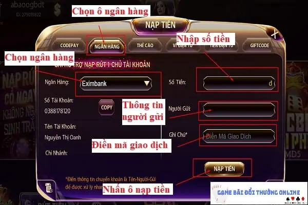 Nạp tiền Gemwin PC gamebaidoithuongonlinelive