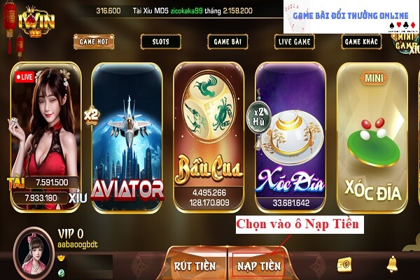 Hướng dẫn thêm điểm vào tài khoản iWin