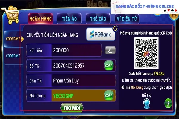 Nạp tiền Rikvip gamebaidoithuongonline.live3