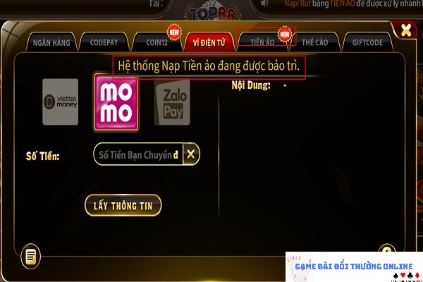 Nạp tiền Top88 trên PC gamebaionline247.com6