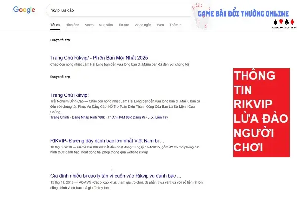 Rikvip lừa đảo