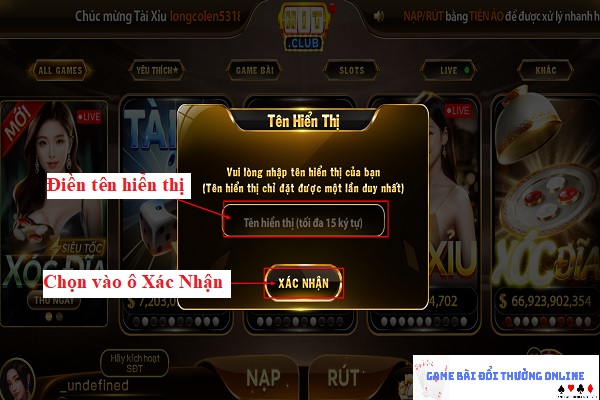 Đăng ký Hit Club trên PC gamebaionline247.com1