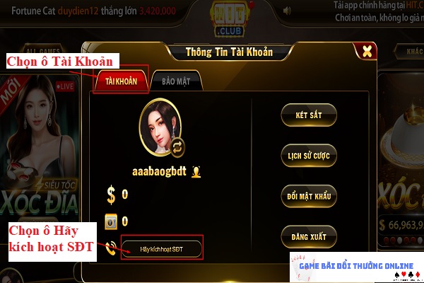 Đăng ký Hit Club trên PC gamebaionline247.com3