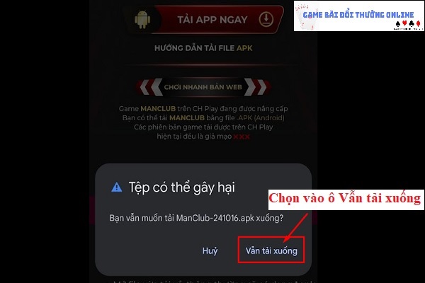Đăng ký ManClub trên android gamebaionline247.com1