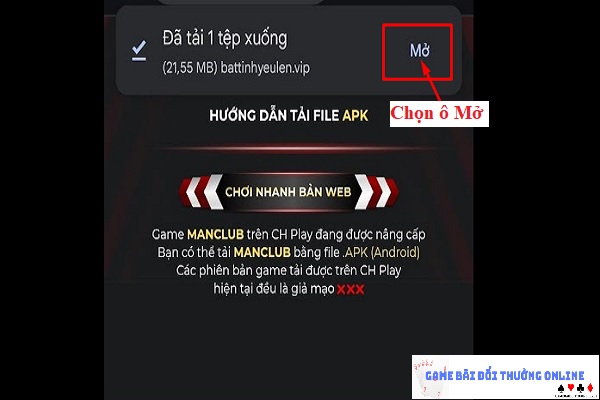 Đăng ký ManClub trên android gamebaionline247.com2