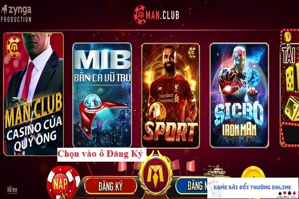 Đăng ký ManClub trên android gamebaionline247.com