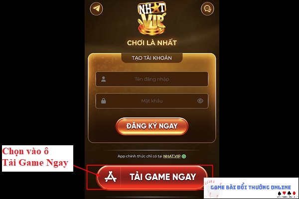 Đăng ký NhatVip trên ios gamebaionline247.com
