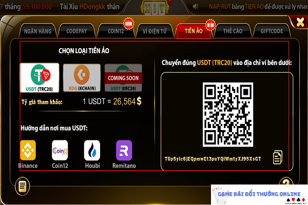 Nạp tiền Hit Club trên PC gamebaionline247.com6