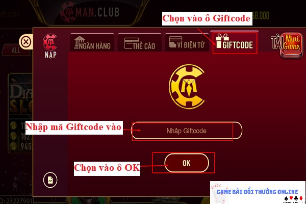 Nạp tiền ManClub trên PC gamebaionline247.com6