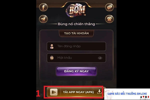 Đăng ký BomWin android gamebaidoithuongonline