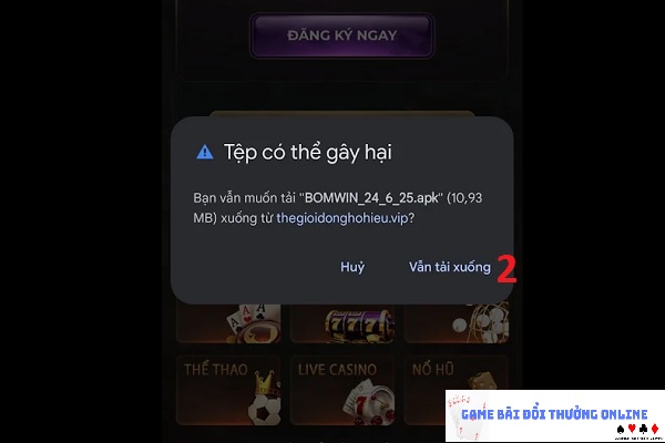 Đăng ký BomWin android gamebaidoithuongonline1