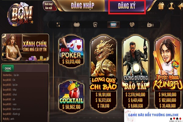 Đăng ký BomWin gamebaidoithuongonline