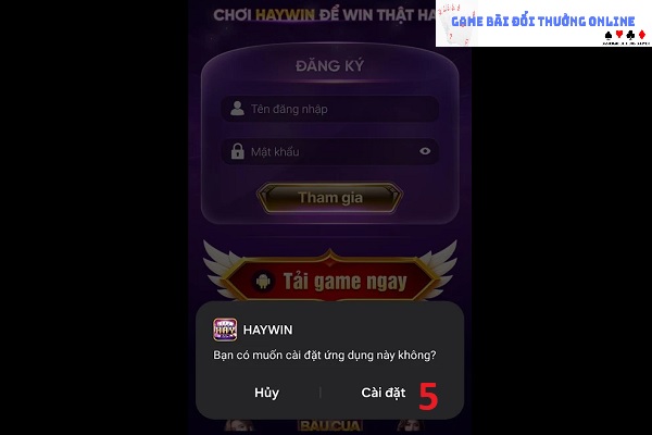 Đăng ký HayWin gamebaionline247.com Android3