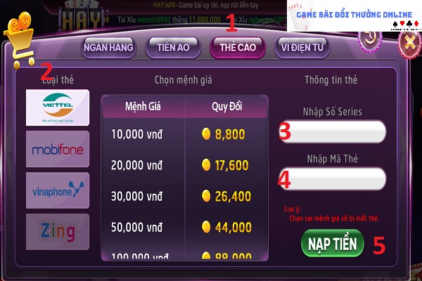 Thêm điểm HayWin gamebaionline5