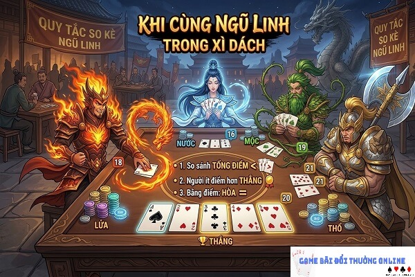 Cùng ngũ linh thì ai thắng? Giải đáp cách chơi XÌ DÁCH dành cho người chơi mới
